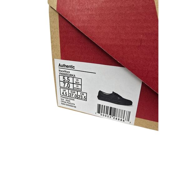 Vans Authentic Black Canvas Low Top Unisex W7 M5.5 – Minimalist Skate Shoe - Picture 7 of 7